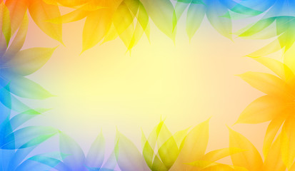Fototapeta na wymiar Spring Easter Shiny Sky Background Vector With Colorful Leaves. Good For Template Design Banners