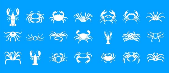 Cancer icon blue set vector