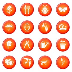 Spring icons set red vector