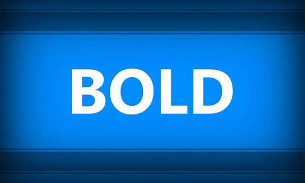 The word Bold - White isolated text on blue background. Royalty free stock image.