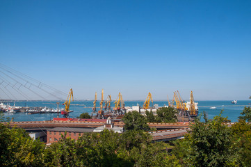 Industrial port by day in the port of Odessa, Ukraine.