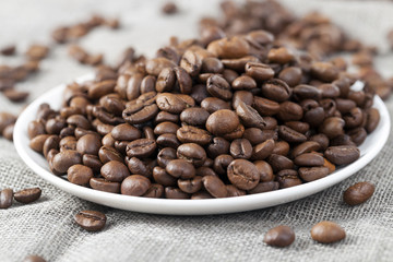 grains of roasted coffee