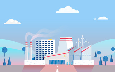 Naklejka premium Industrial factory on background