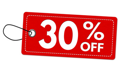 Special offer 30% off label or price tag