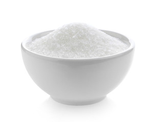 Fototapeta na wymiar monosodium glutamate in bowl on white background