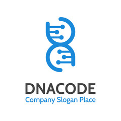 Obraz premium DNA vector logo concept. Deoxyribonucleic acid logotype. Modern simple microbiological icon on white background