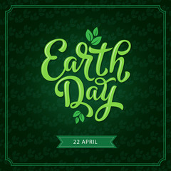 Earth Day poster with green leaf for eco design