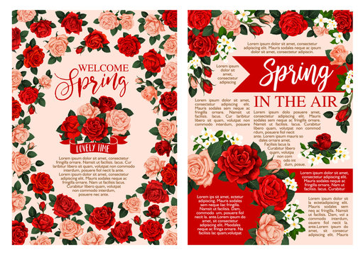 Spring holiday greeting banner of blooming flower