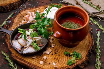 Borscht with sour cream