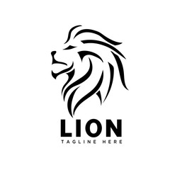 head lion line art logo