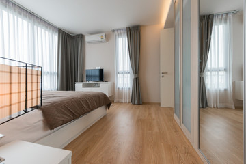 Architecture, beautiful apartment furnished, comfortable bedroom
