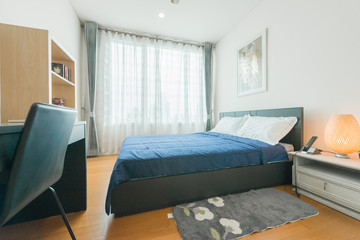 Architecture, beautiful apartment furnished, comfortable bedroom
