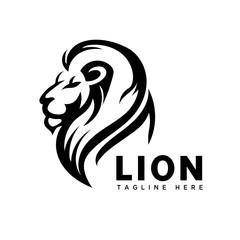 elegant head lion art logo