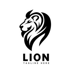 elegant head lion art logo