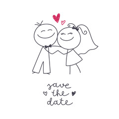 hand drawn bride and groom