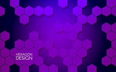 Abstract hexagon design. Modern concept for website. Violet background. Hexagonal structures and shapes. Vector illustration