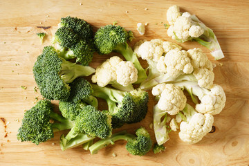 fresh green broccoli and cauliflower