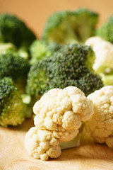 fresh green broccoli and cauliflower