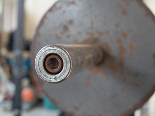 Barbell with 45 lb weight attached