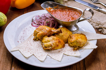 chicken kebab on board