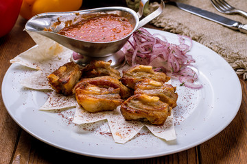 Kebab from lamb ribs