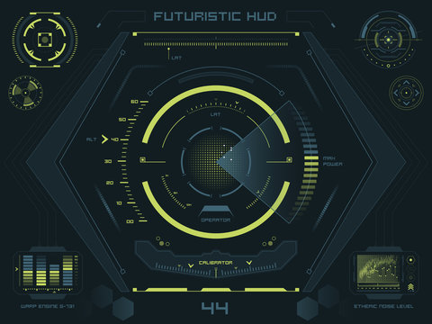 Set of futuristic user interface elements for dashboard or control panel HUD