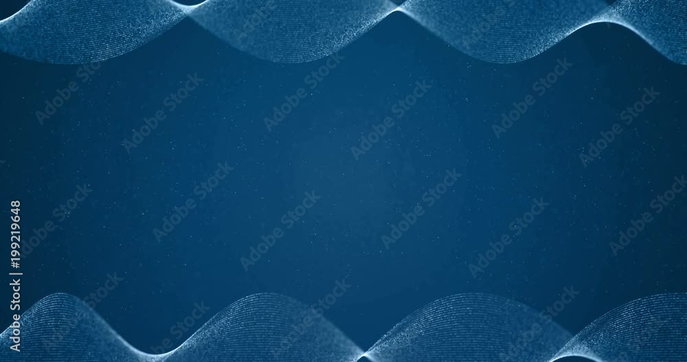 Wall mural abstract 3d rendering frame digital glitter sparks blue particles with wave shape flowing movement o