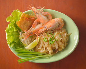 Pad thai ; Thai food isolated on a background.