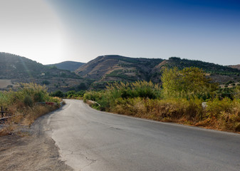 Road leading towards mountain, Crete, Greece