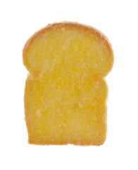 Butter crispy bread topping sugar on white background