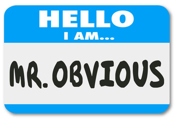 Mr Obvious Hello Name Tag Sticker Illustration