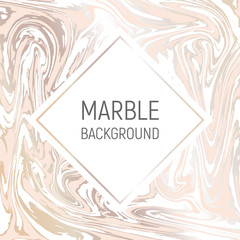 Abstract background, vector marble texture imitation. Marbleized pattern vector. Wedding invitation template with liquid ink background. White and rose gold marble texture effect.