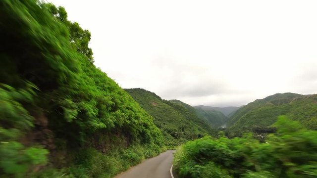Traveling Hana Highway, Maui, Hawaii. Car POV 