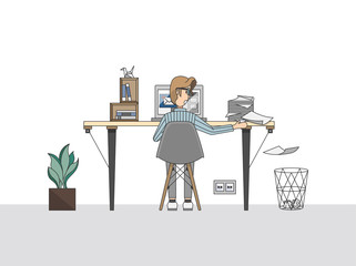 Man working on a stack of papers