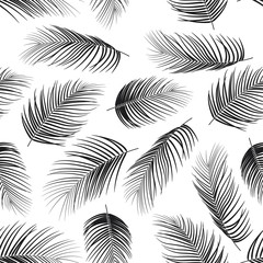Seamless pattern with palm leaves on white background