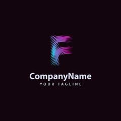 Letter F modern Wave line Logo design template.