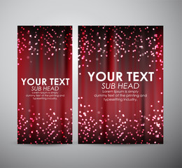 Abstract red bokeh on Brochure business design template or roll up.