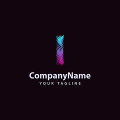 Letter I modern Wave line Logo design template.