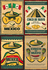 Cinco de Mayo retro poster of mexican holiday