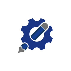 Pencil Gear Logo Icon Design