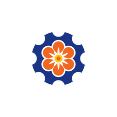 Flower Gear Logo Icon Design