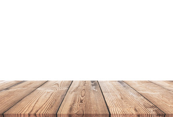 Wood table isolated on white background