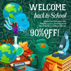 Back to School vector stationery sale poster