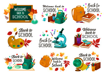 Back to School vector stationery icons