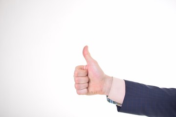 A businessman shows an inscription: