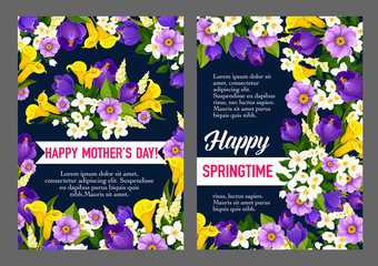 Mother Day Holiday greeting card of spring flower