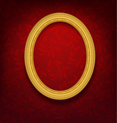 Gold vintage picture frame on wall