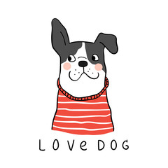 Vector character design dog and word love