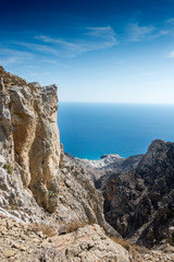 Rocky cliff and seascape, Greece