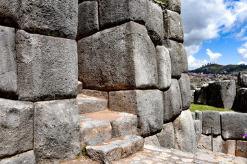 Inca stone walls at the Sacsayhuaman archaeological site, Cusco (Cuzco), Peru